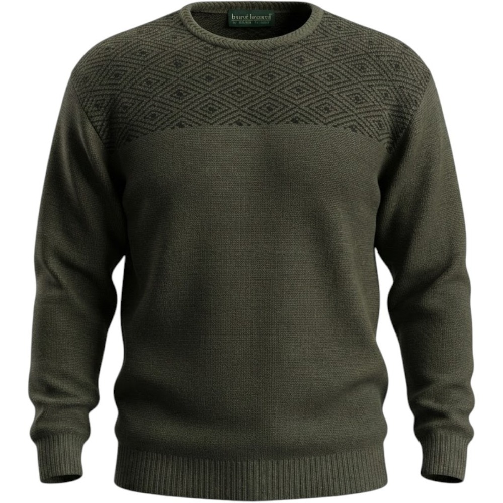 Harve Benard Sweater Mens Large Olive Green Geometric Knit Crewneck Vintage